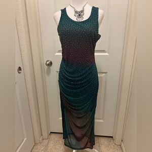 Harlow & Rose Elegant Sleeveless Gradient Preloved Midi Dress, Size Medium